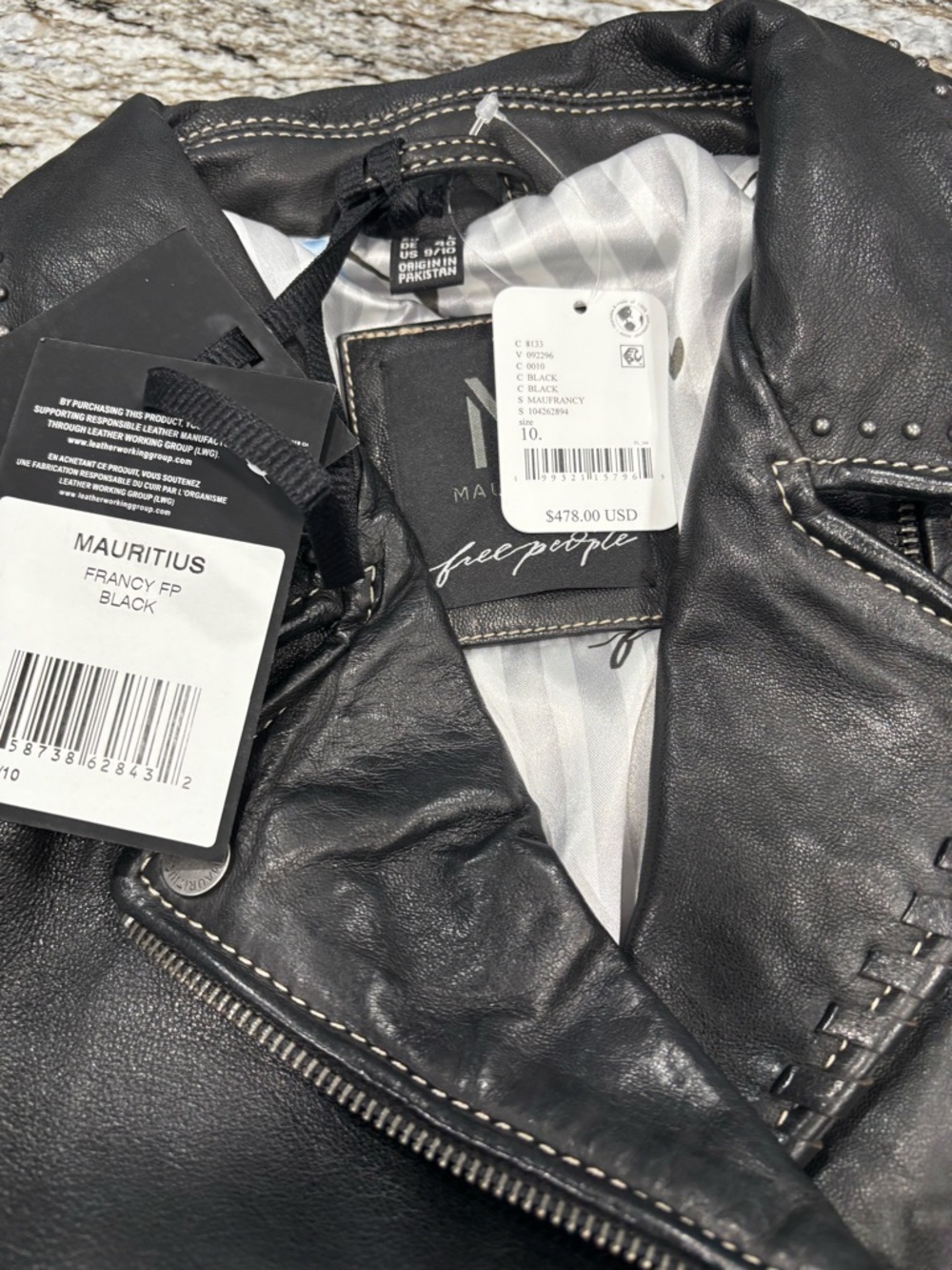 Free People Mauritius Francy Fringe Leather Jacket  NWT Size 9/10 Sold Out - Picture 16 of 16